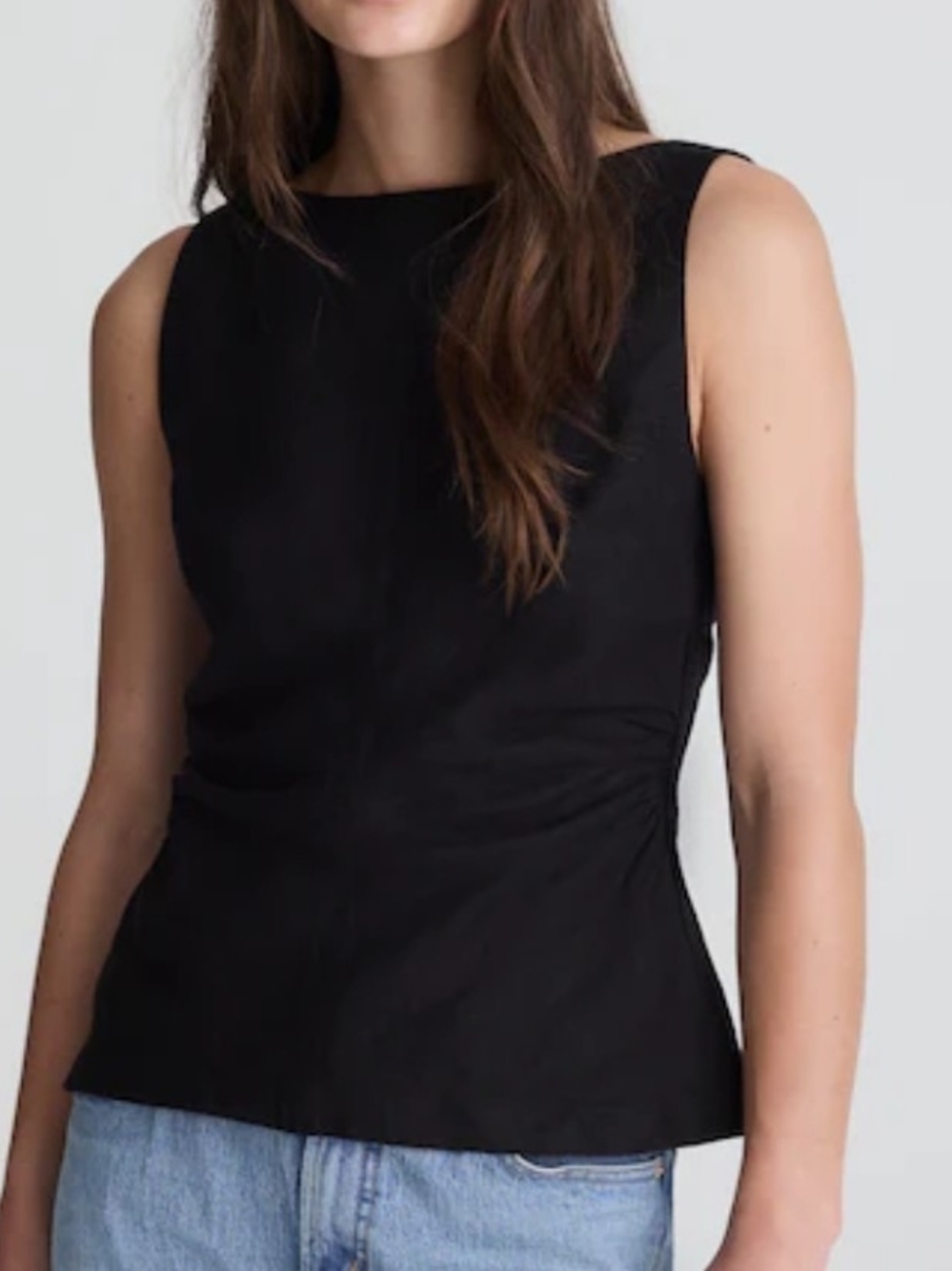 Classic Black Sleeveless Boatneck Top